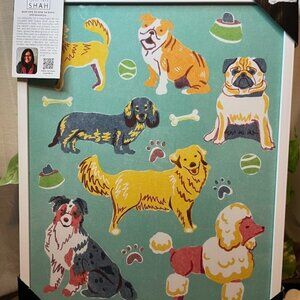 Super cute framed picture of multiple breeds of dogs!